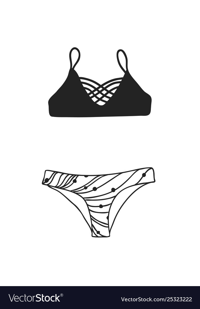 Hand Drawn Summer Bikini Actual Tropical Vector Image