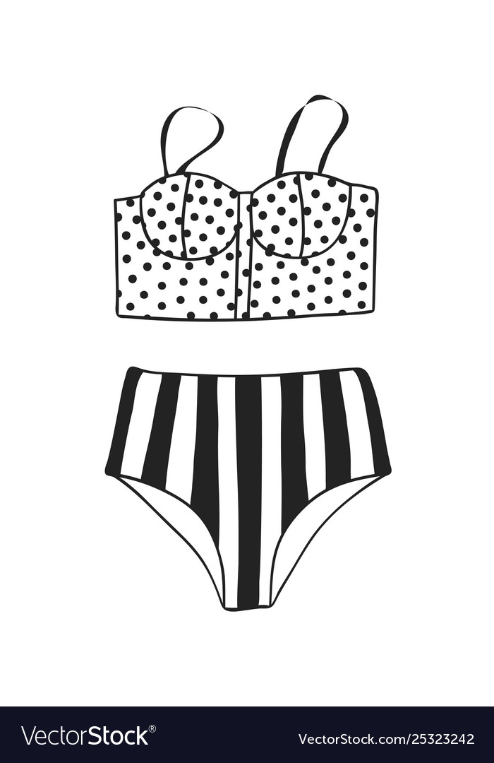 Hand Drawn Summer Bikini Actual Tropical Vector Image