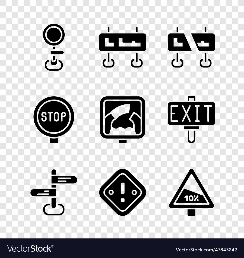 Set Road Traffic Sign Exclamation Mark Royalty Free Vector