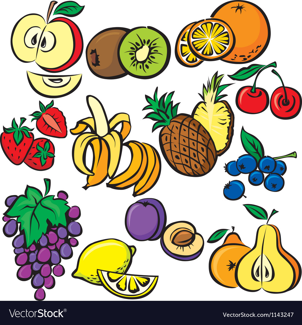 Fruits Icon Set Royalty Free Vector Image Vectorstock