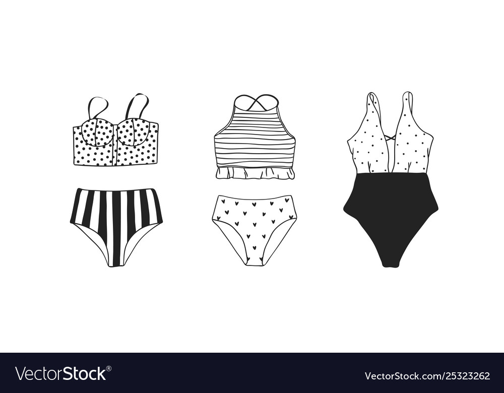 Hand Drawn Summer Bikini Actual Tropical Vector Image