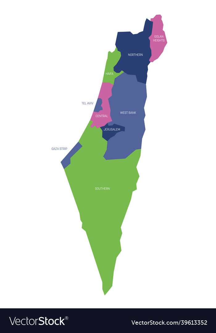 Israel Administrative Map Of Districts Vector Image