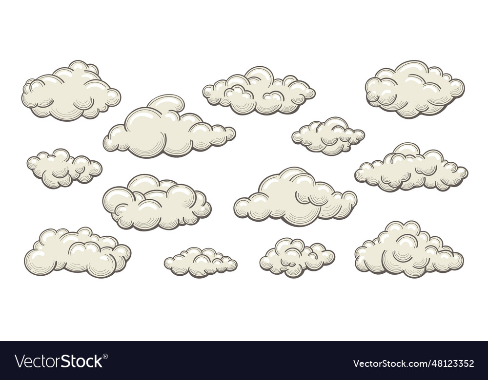 Retro Cartoon Clouds Royalty Free Vector Image