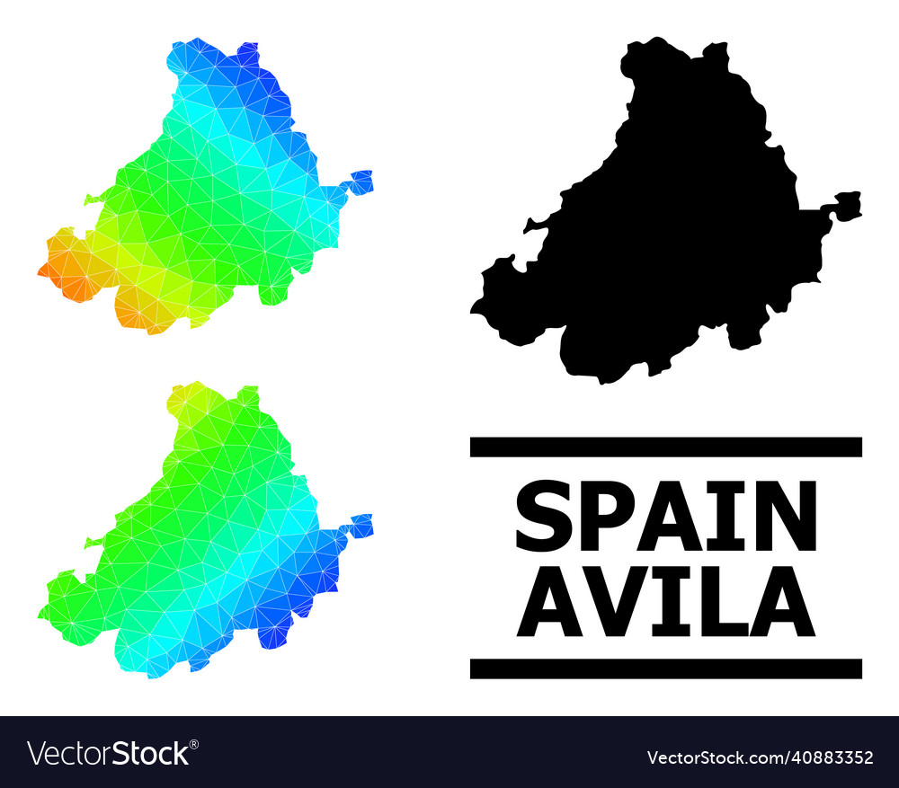 Triangle Filled Rainbow Map Of Avila Province Vector Image