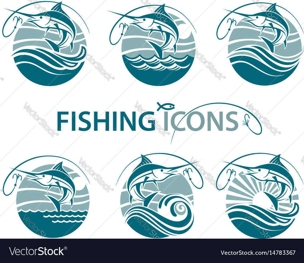 Fishing Emblems Set Royalty Free Vector Image VectorStock