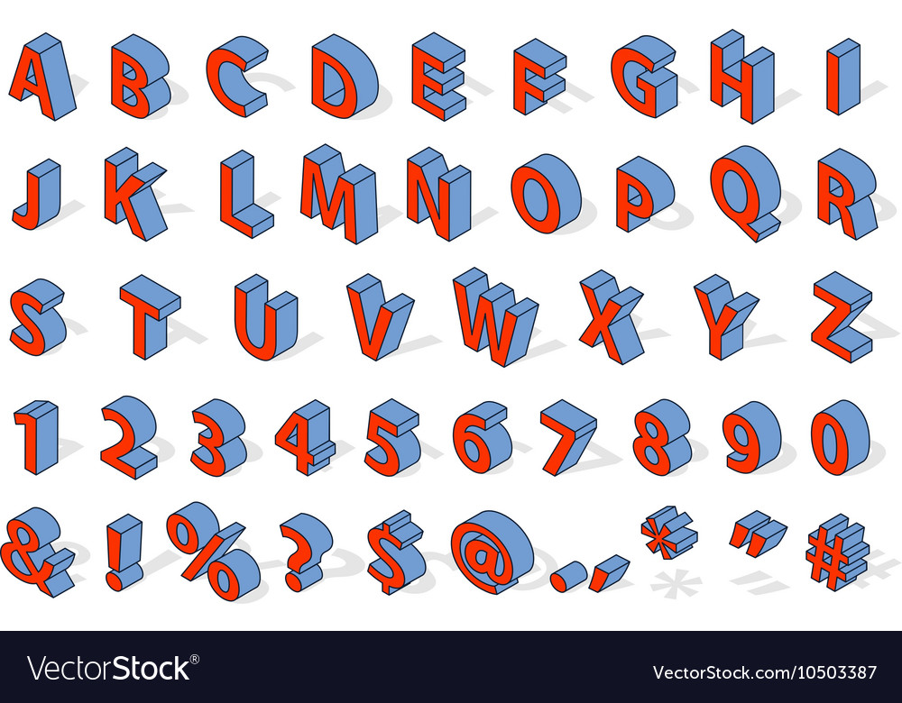 Isometric Alphabet Font Isolated Royalty Free Vector Image