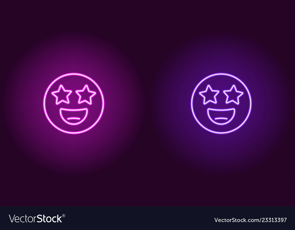 Neon Of Star Struck Emoji Icon Royalty Free Vector Image