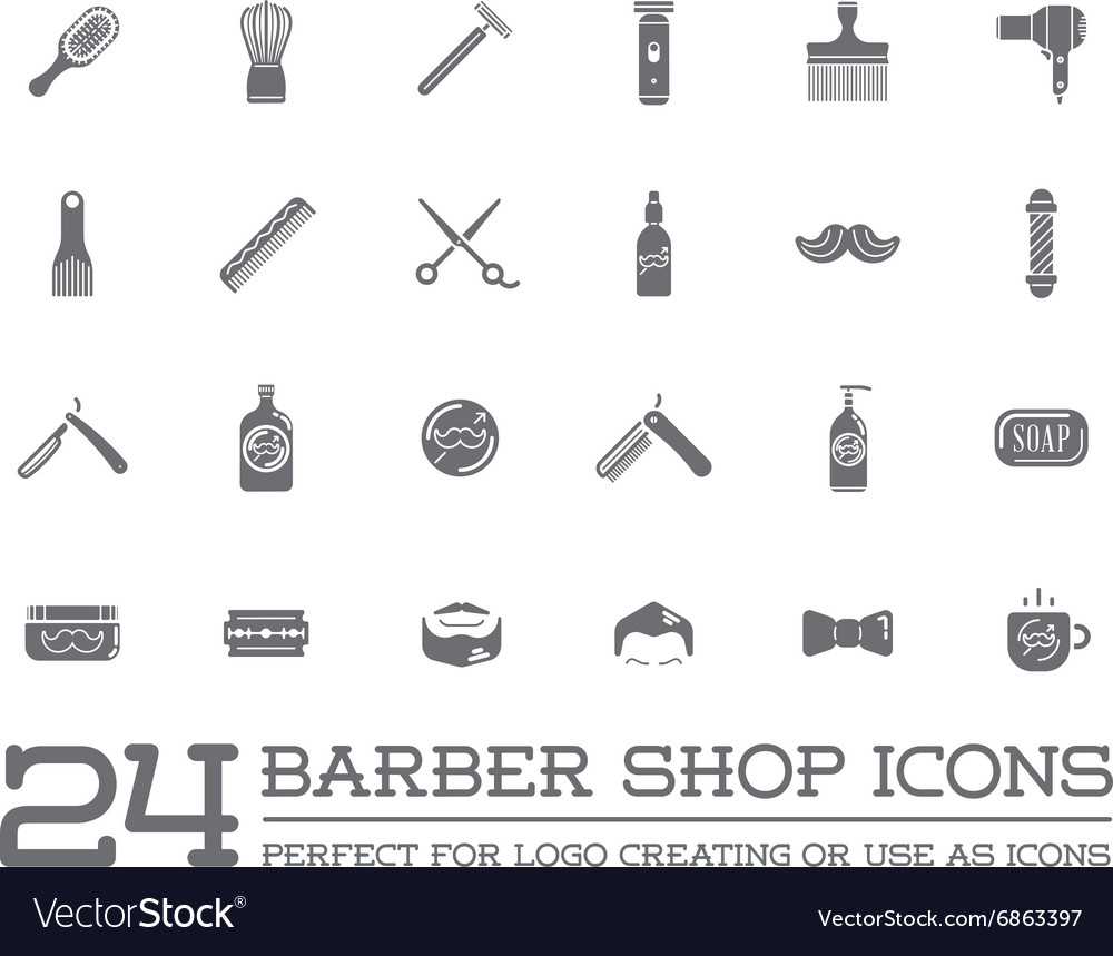 Set Of Barber Shop Elements And Shave Icons Vector Image