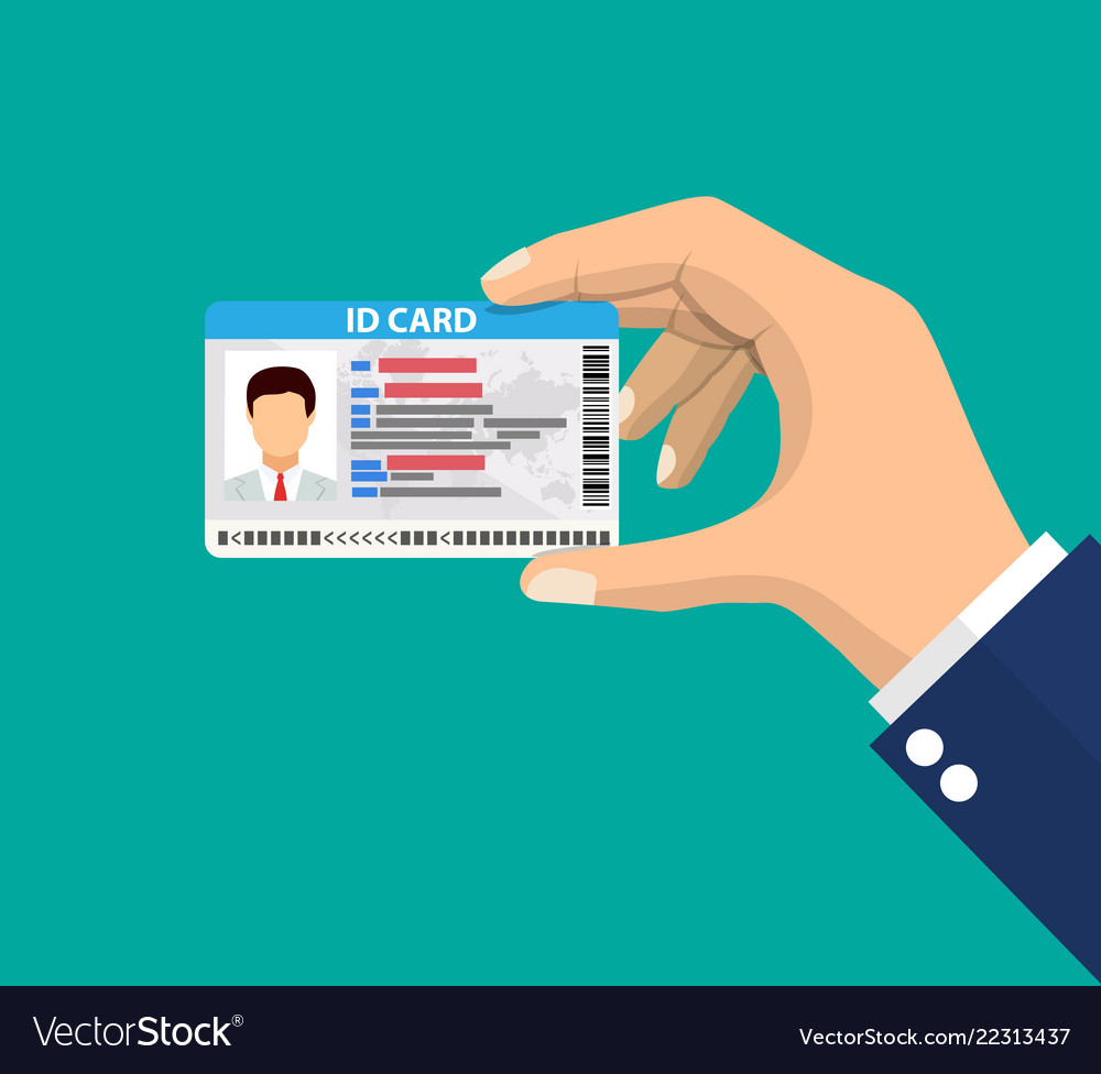 Hand Holding The Id Card Royalty Free Vector Image