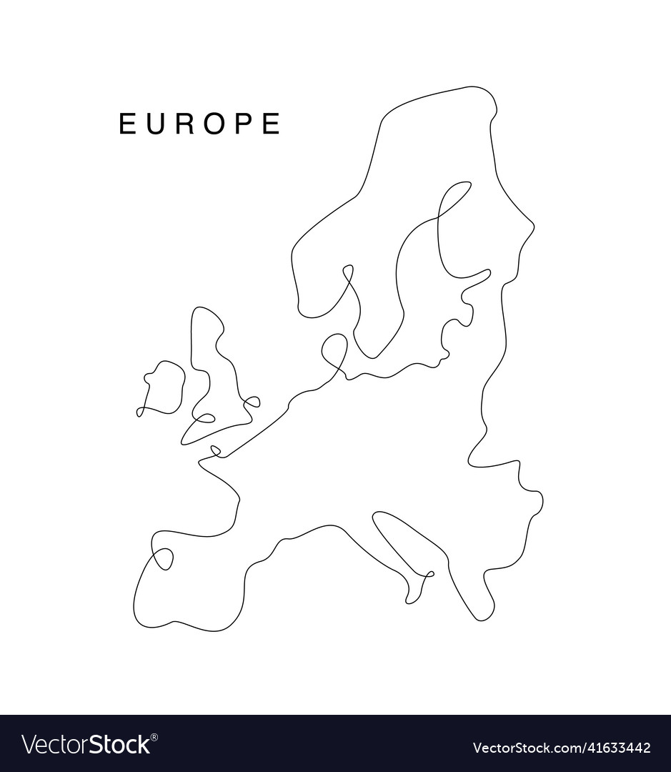 Line Art Europa Map Continuous Eu Royalty Free Vector Image