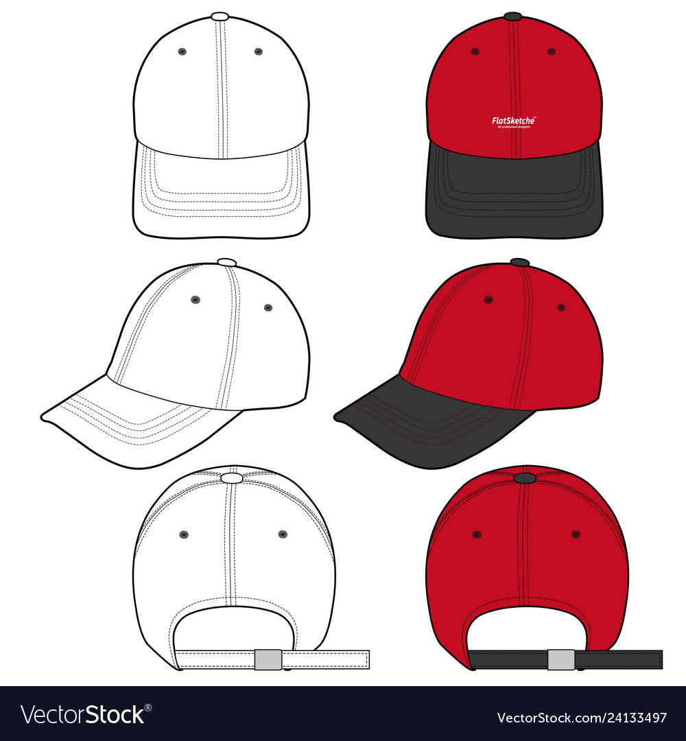 Baseball Cap Fashion Flat Mockup Design Royalty Free Vector