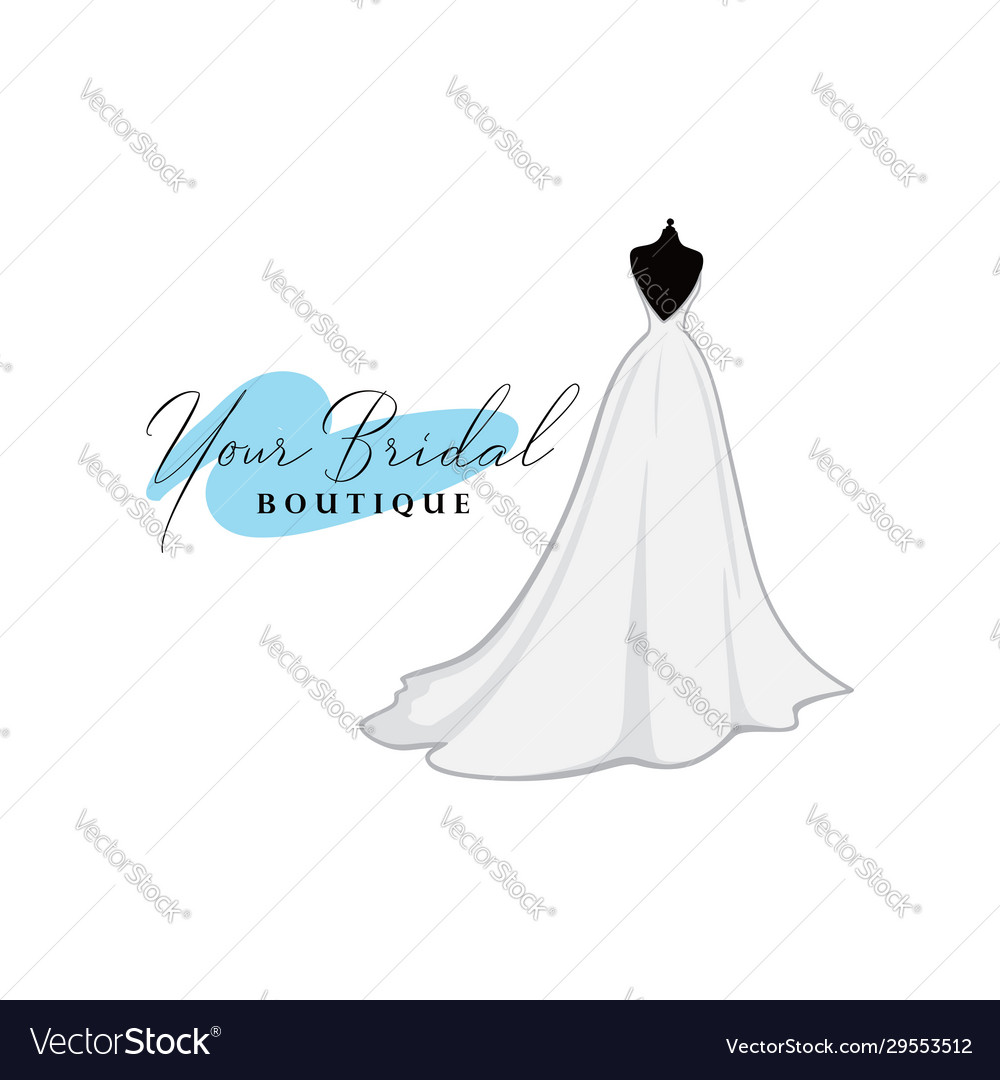 Monochrome Bridal Dress Boutique Logo Ideas Vector Image