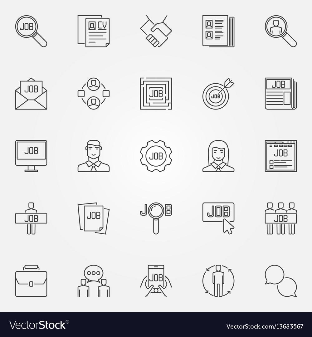 Job Icons Set Royalty Free Vector Image Vectorstock