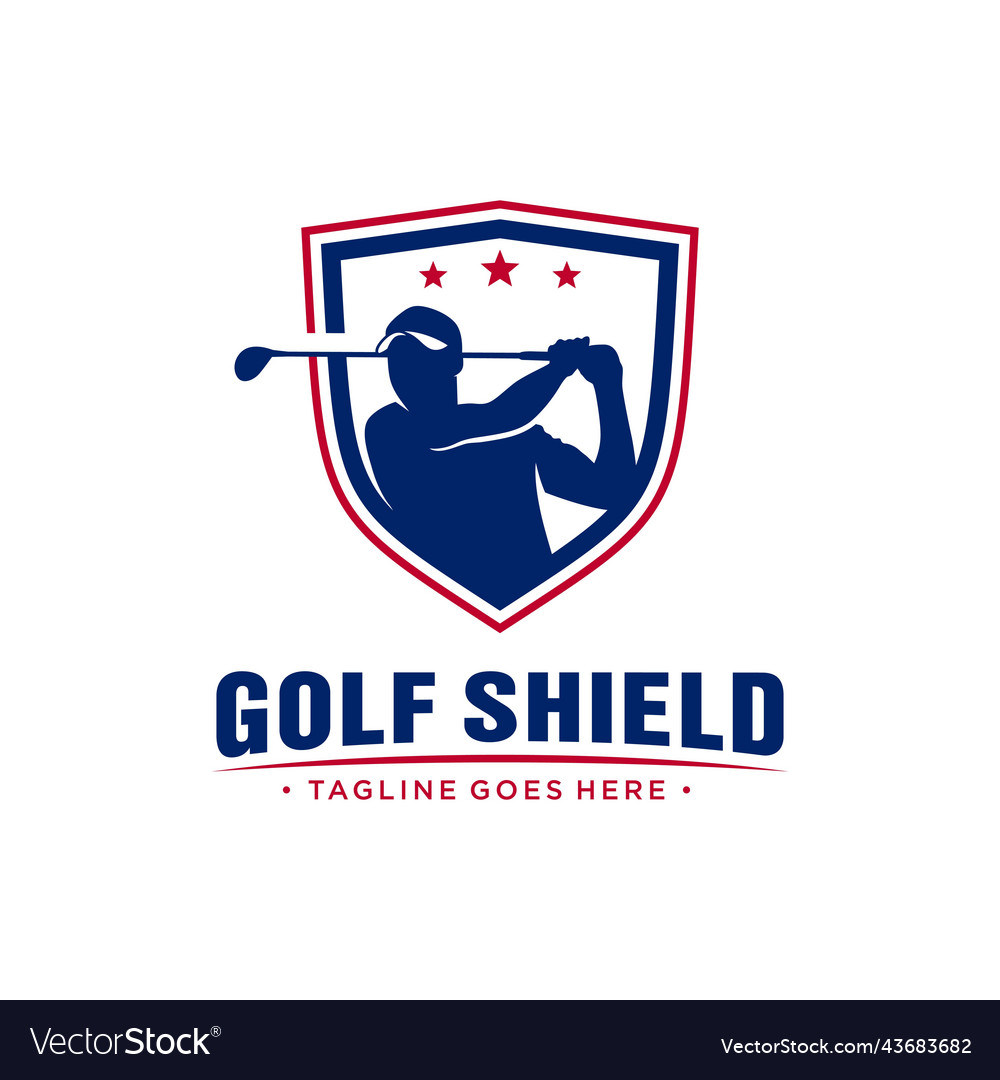 Golf Sports Shield Logo Design Royalty Free Vector Image