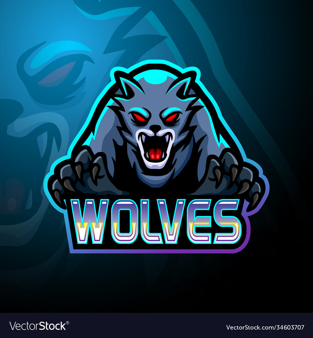 Wolves Esport Logo Mascot Design Royalty Free Vector Image