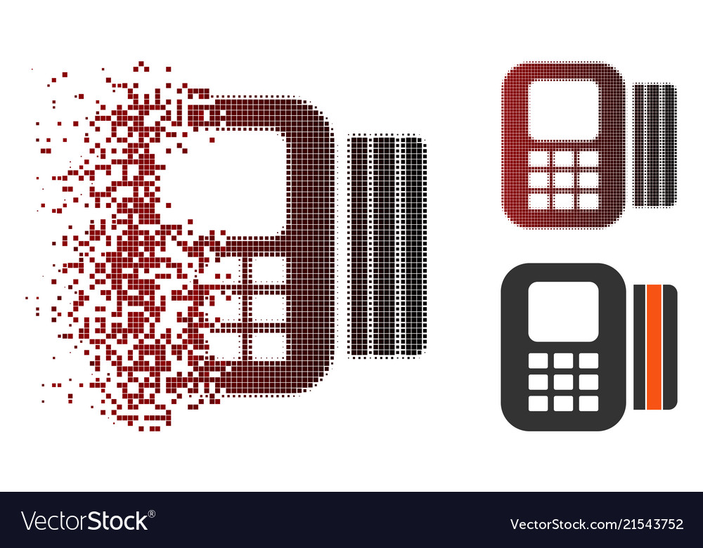 Damaged Pixel Halftone Card Processor Icon Vector Image