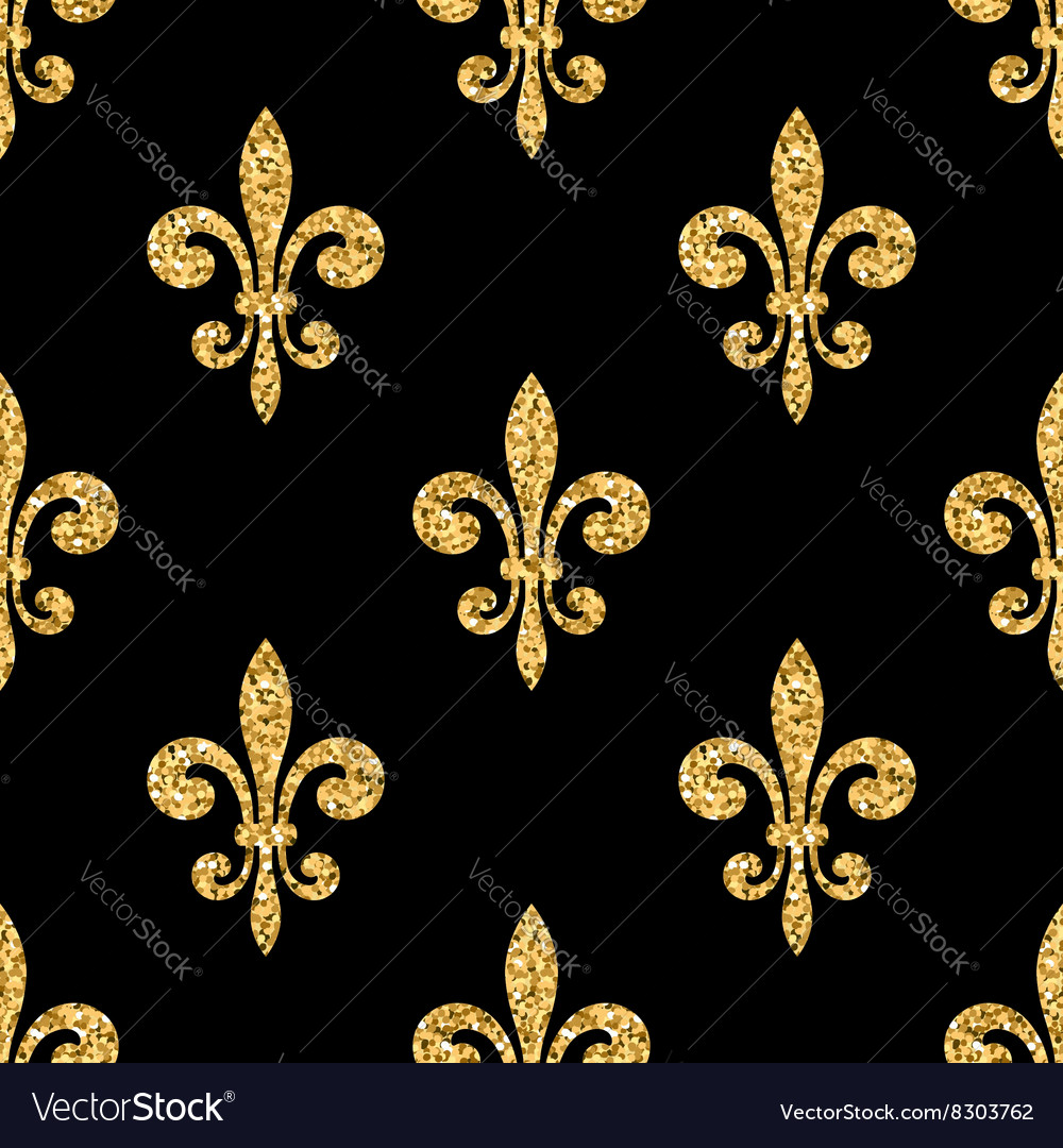 Golden Fleur De Lis Seamless Pattern Black Vector Image