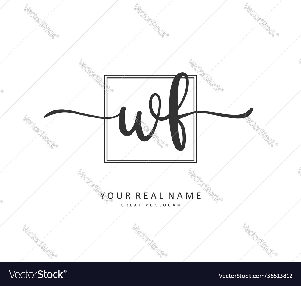 Wf Initial Letter Handwriting And Signature Logo Vector Image