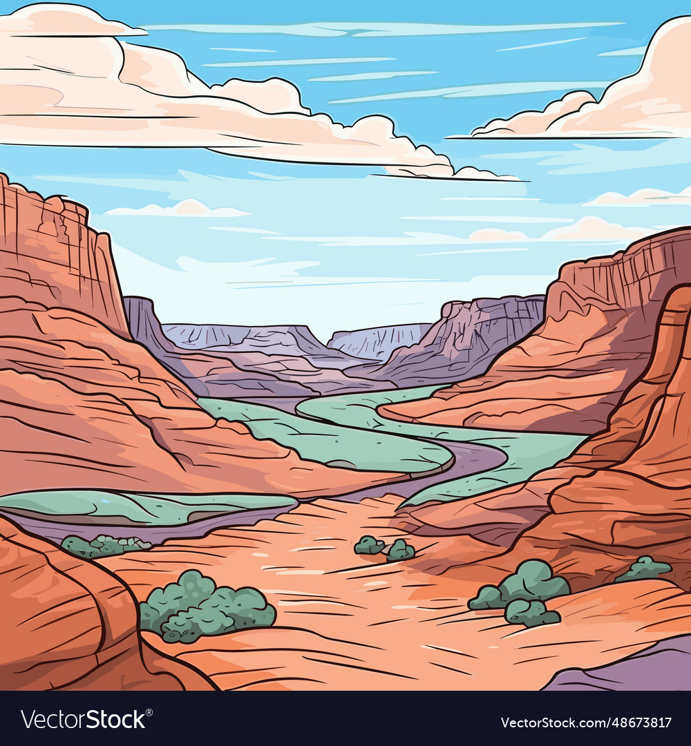 Grand Canyon Hand Drawn Comic Royalty Free Vector Image