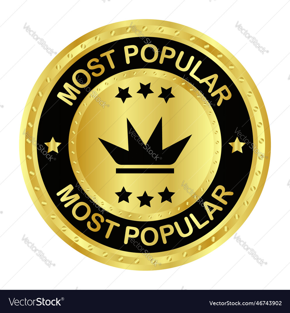 Most Popular Badge Golden Color Ribbons Label Vector Image