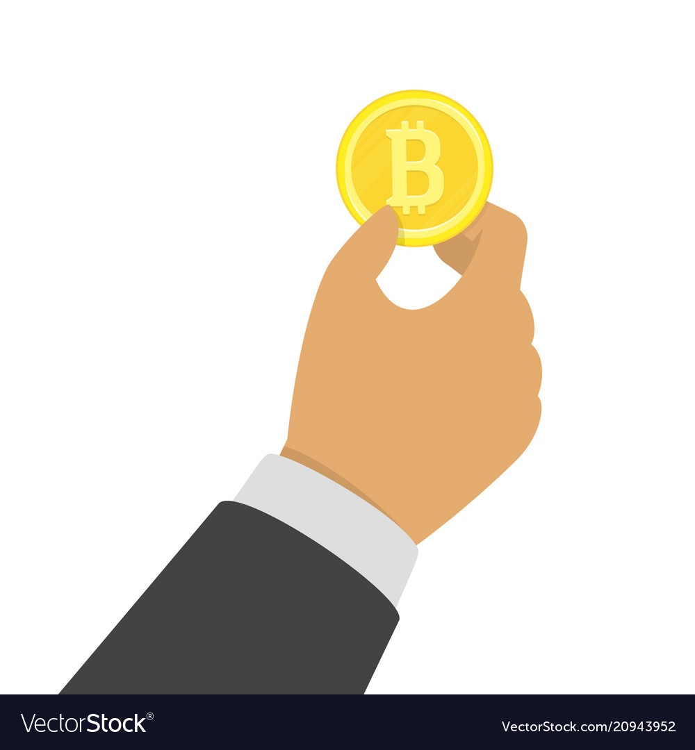 Hand Holding Bitcoin Royalty Free Vector Image