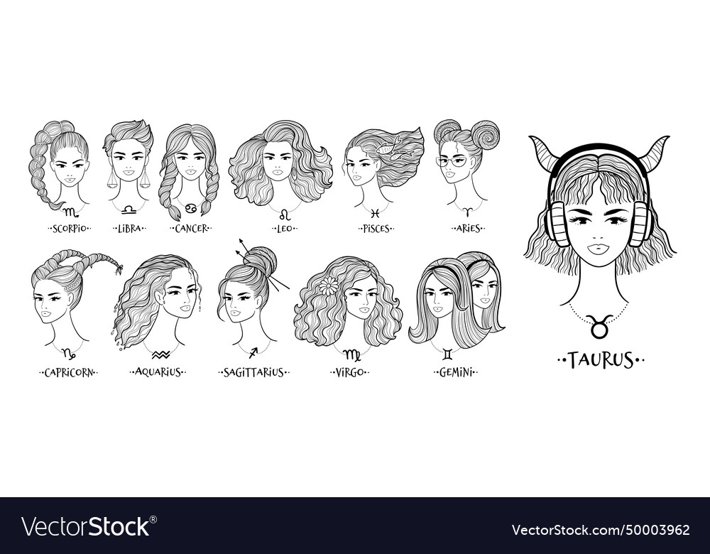 Collection Of Zodiac Signs Line Art Royalty Free Vector