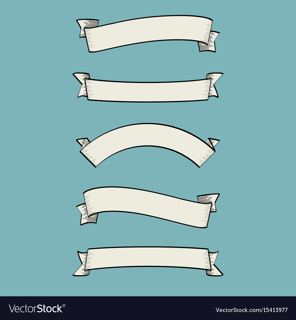 Set Old Vintage Ribbon Banners And Drawing In E Vector Image