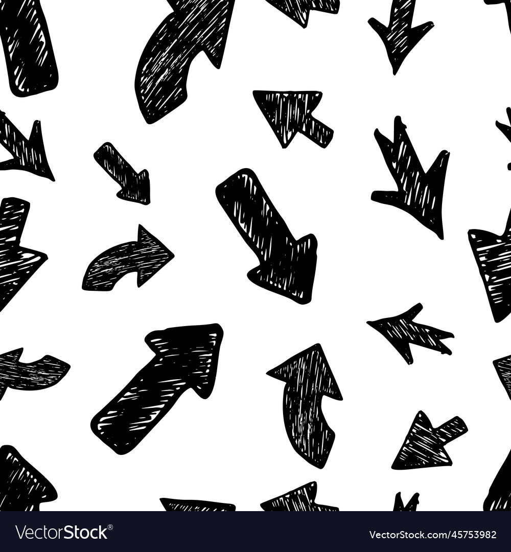 Seamless Pattern With Black Hand Drawn Arrows Vector Image