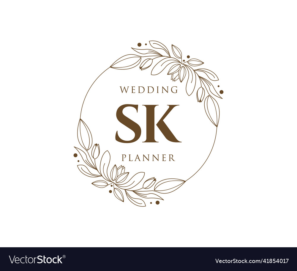 Sk Initials Letter Wedding Monogram Logos Vector Image