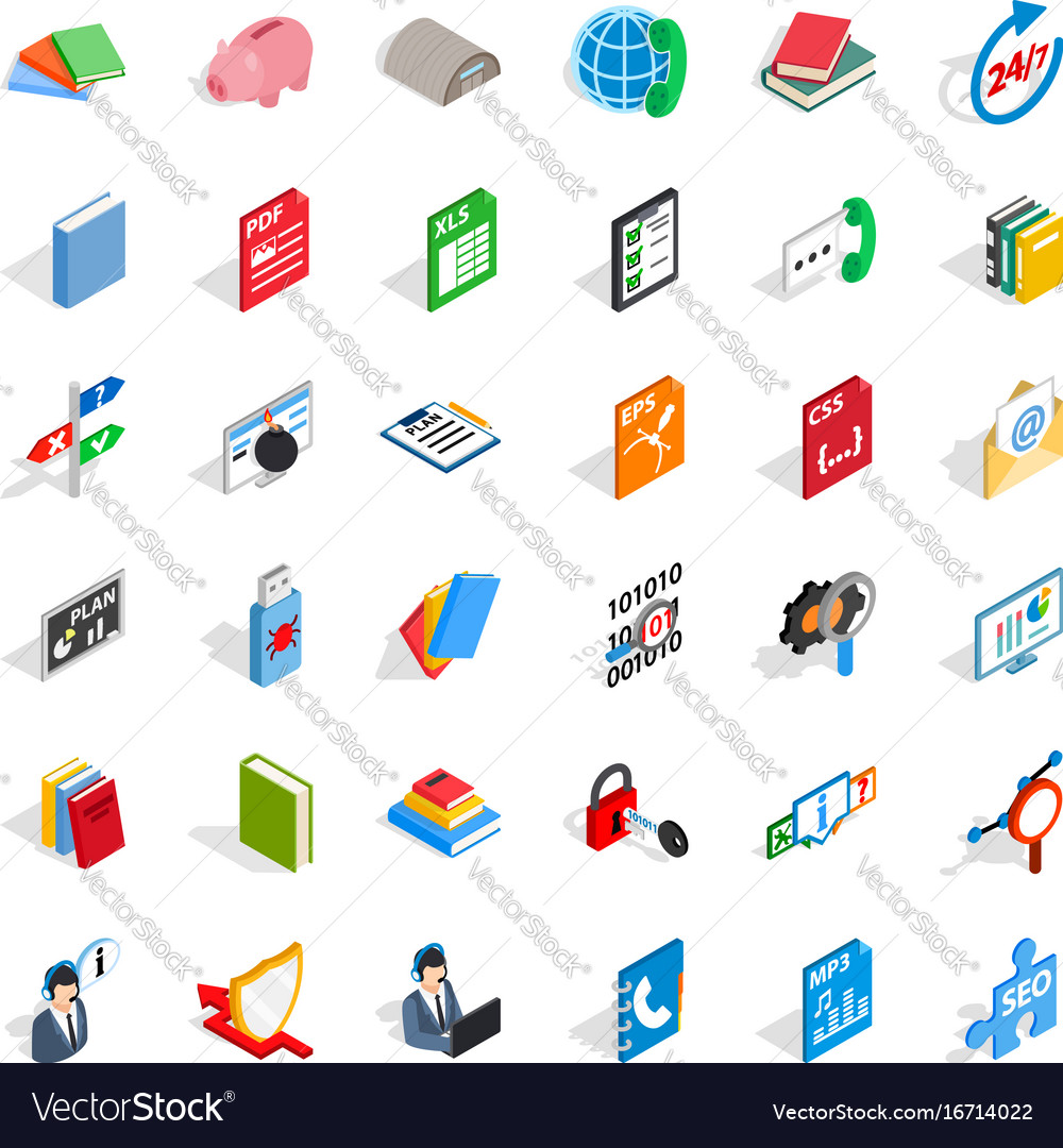 Elearning Icons Set Isometric Style Royalty Free Vector