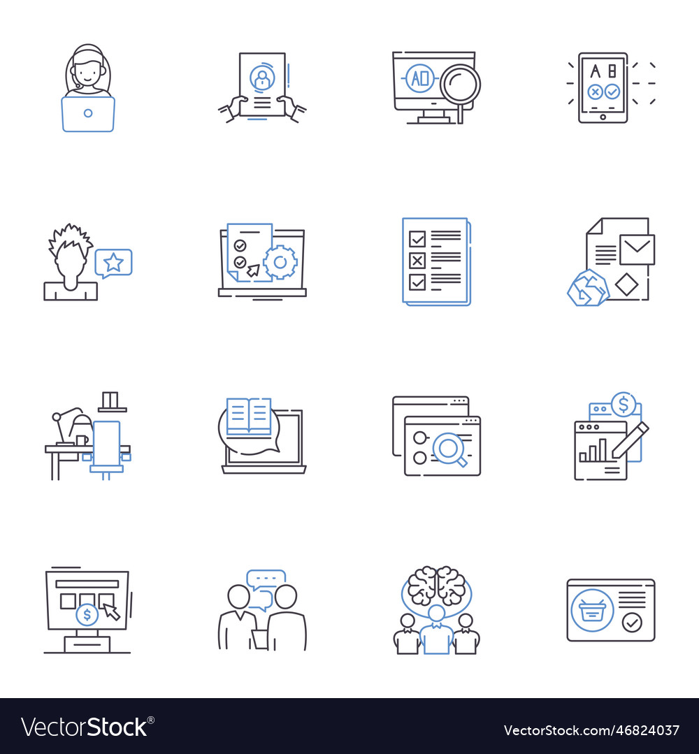 Performance Metrics Line Icons Collection Vector Image