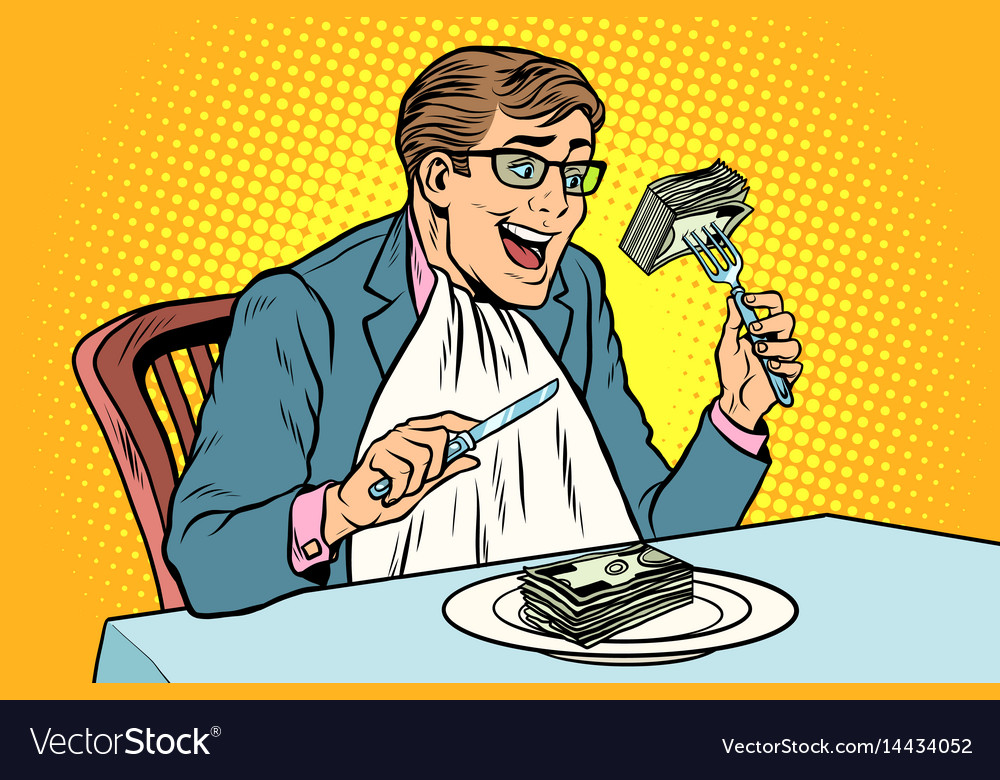 Businessman Eating Money Royalty Free Vector Image