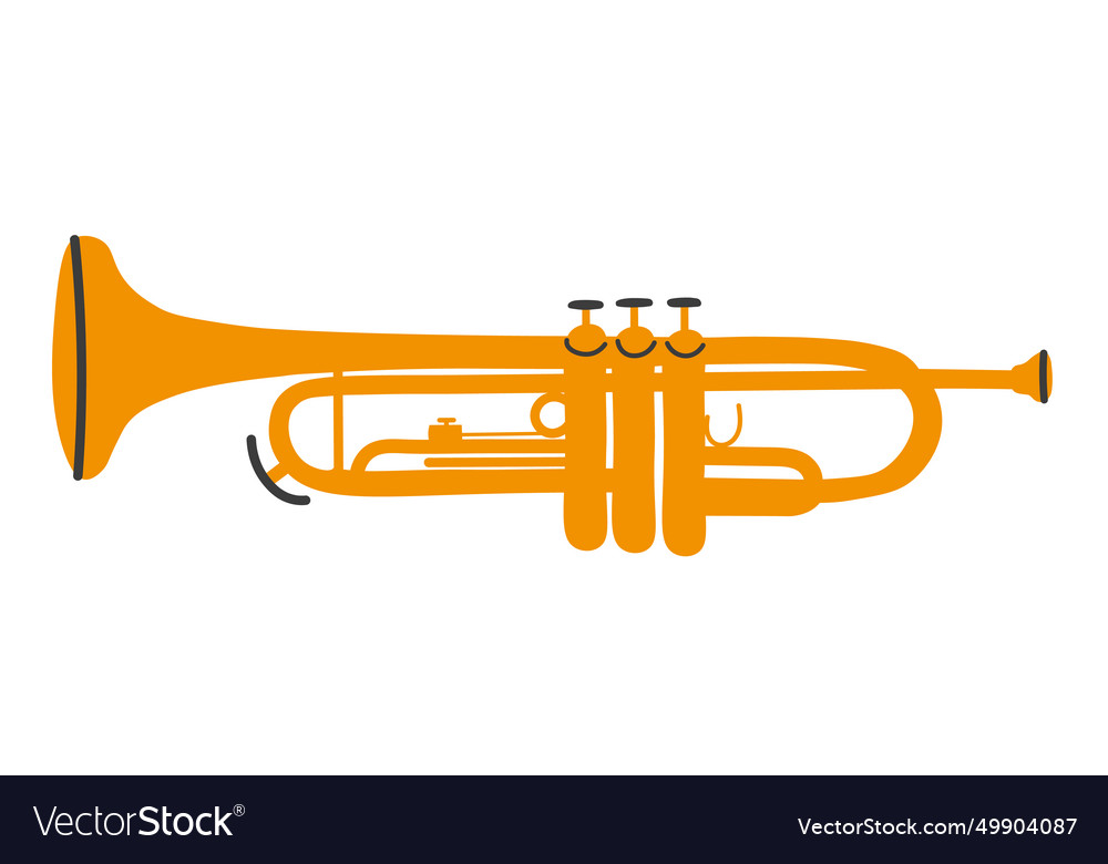 Trumpet Wind Musical Instrument Hand Drawn Vector Image