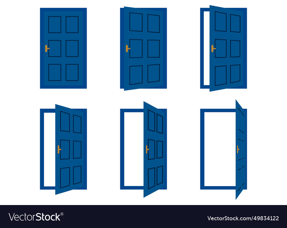 Door Animation Opened And Closed Wooden Doors Vector Image