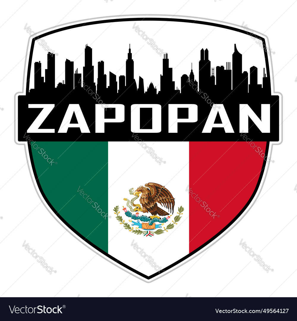 Zapopan Skyline Silhouette Mexico Flag Travel Logo