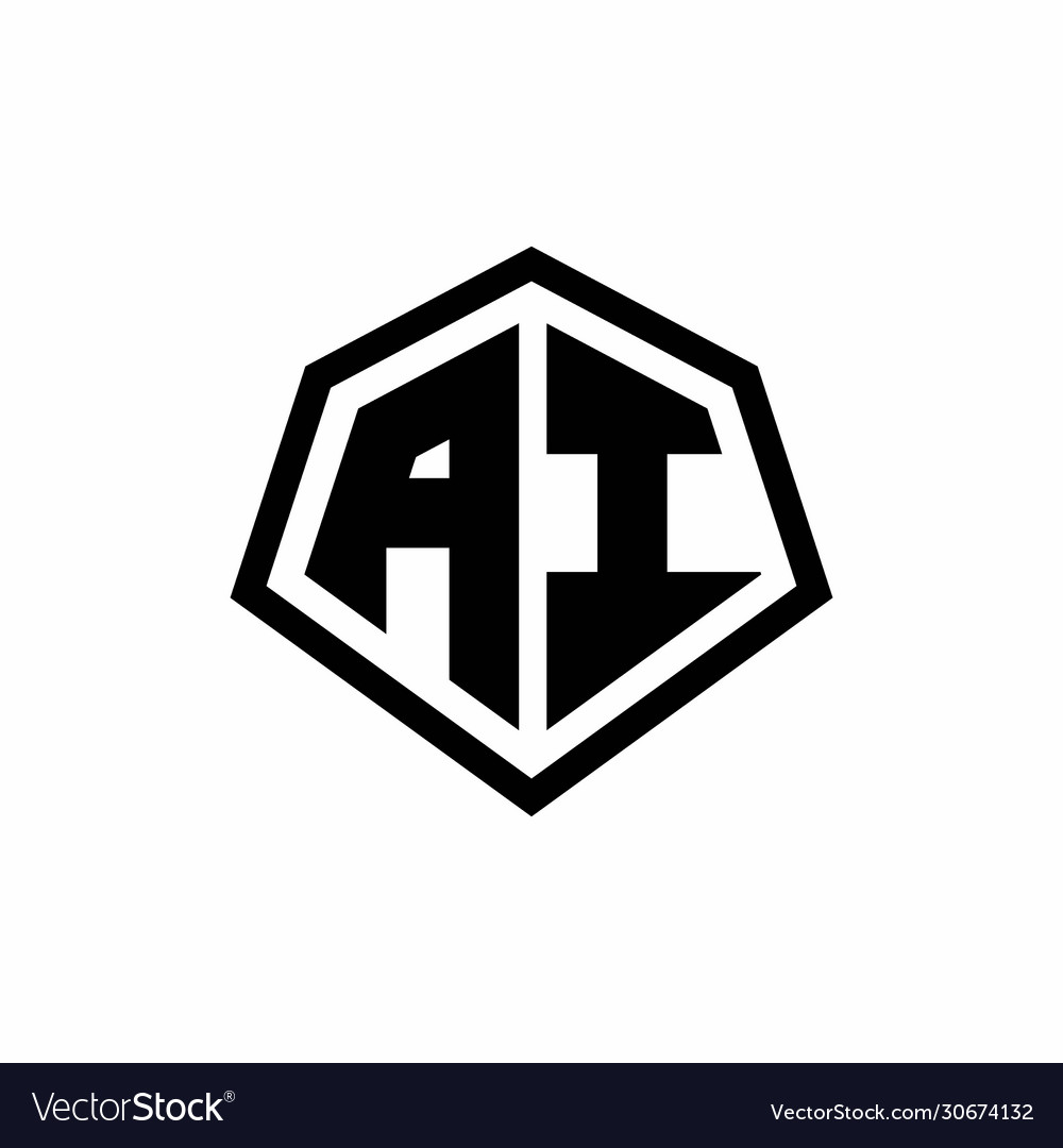 Ai Monogram Logo With Hexagon Shape And Line Vector Image