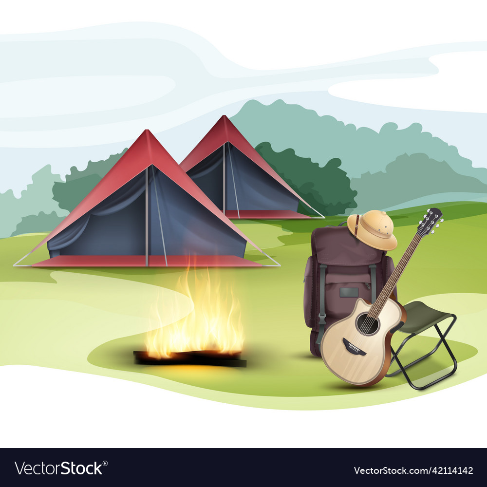 Camping Zone With Tent Royalty Free Vector Image