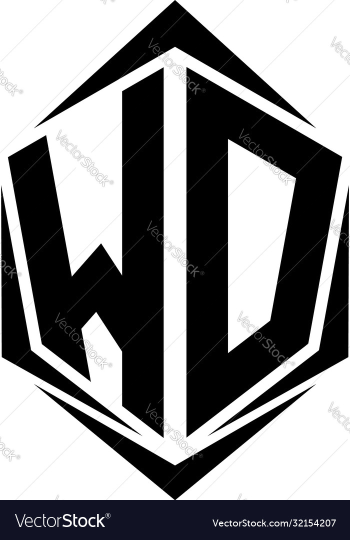 Initial Wd Logo Design With Shield Style Vector Image