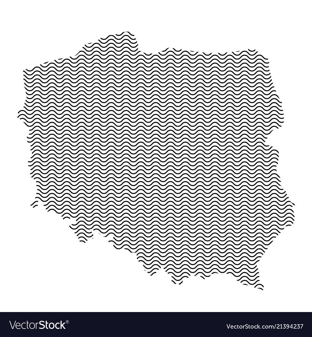 Poland Map Country Abstract Silhouette Of Wavy Vector Image