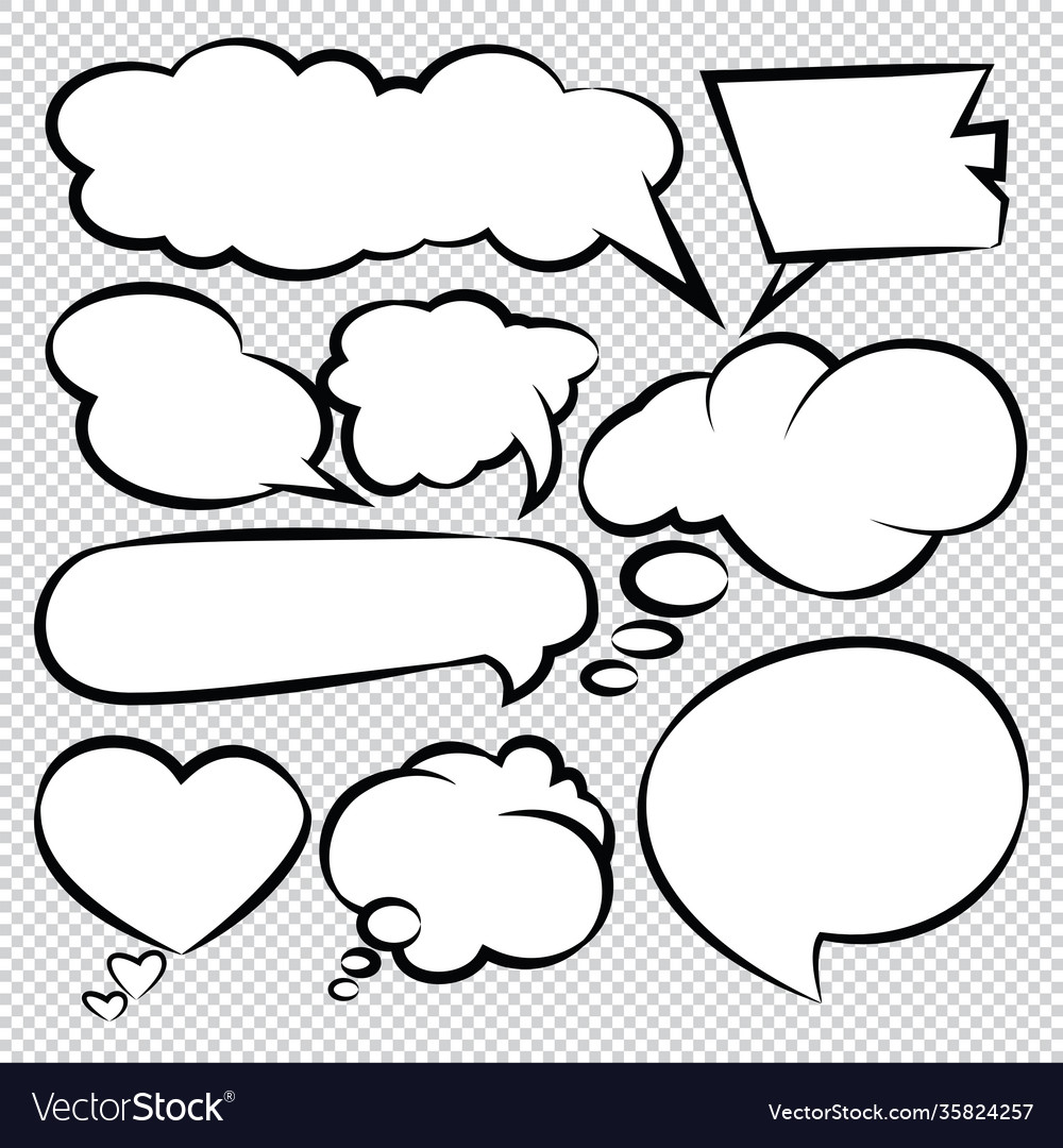 Comic Speech Bubbles Icons Collection Color Vector Image