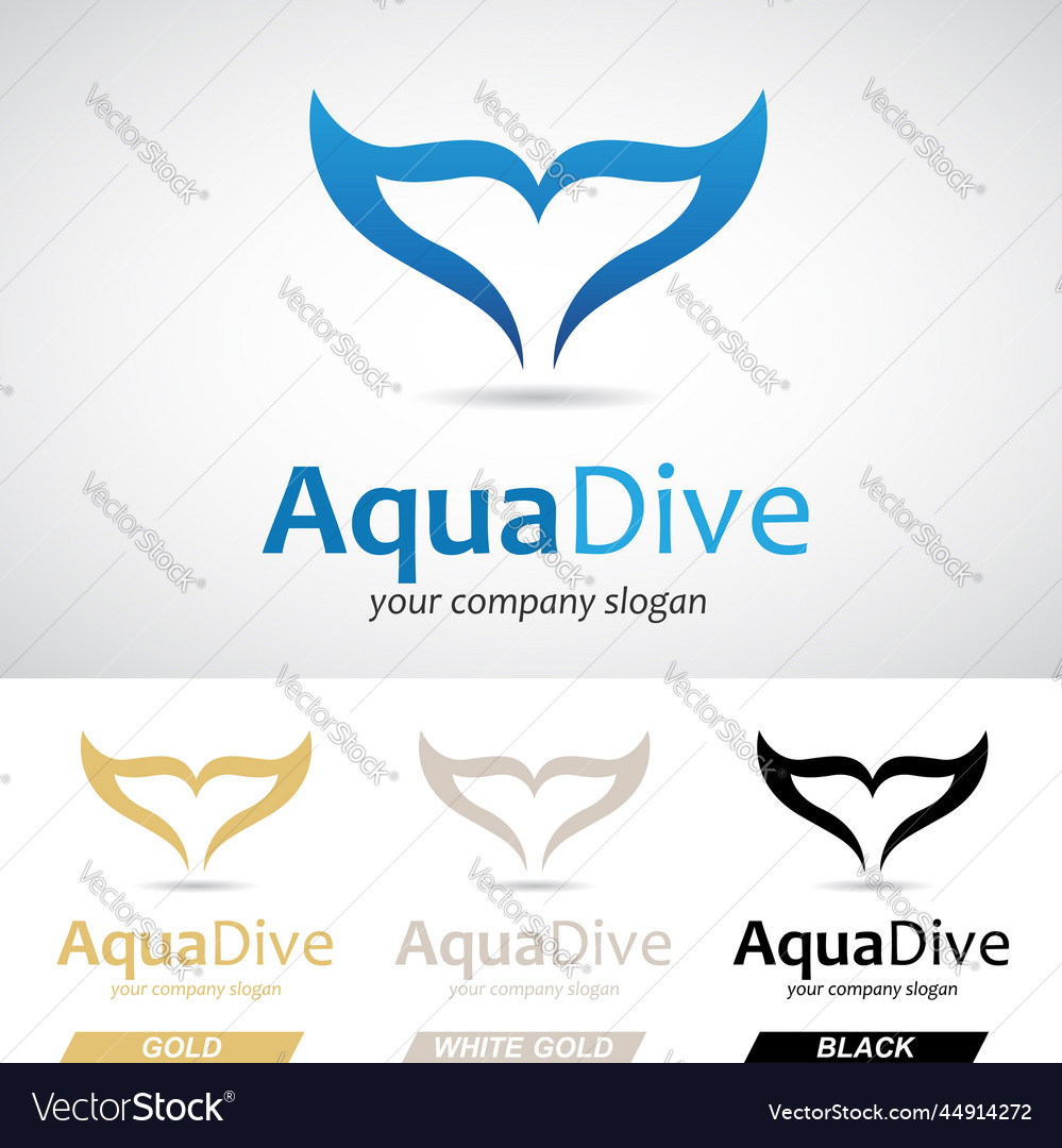 Aqua Dive Blue Fish Tail Logo Icon Royalty Free Vector Image