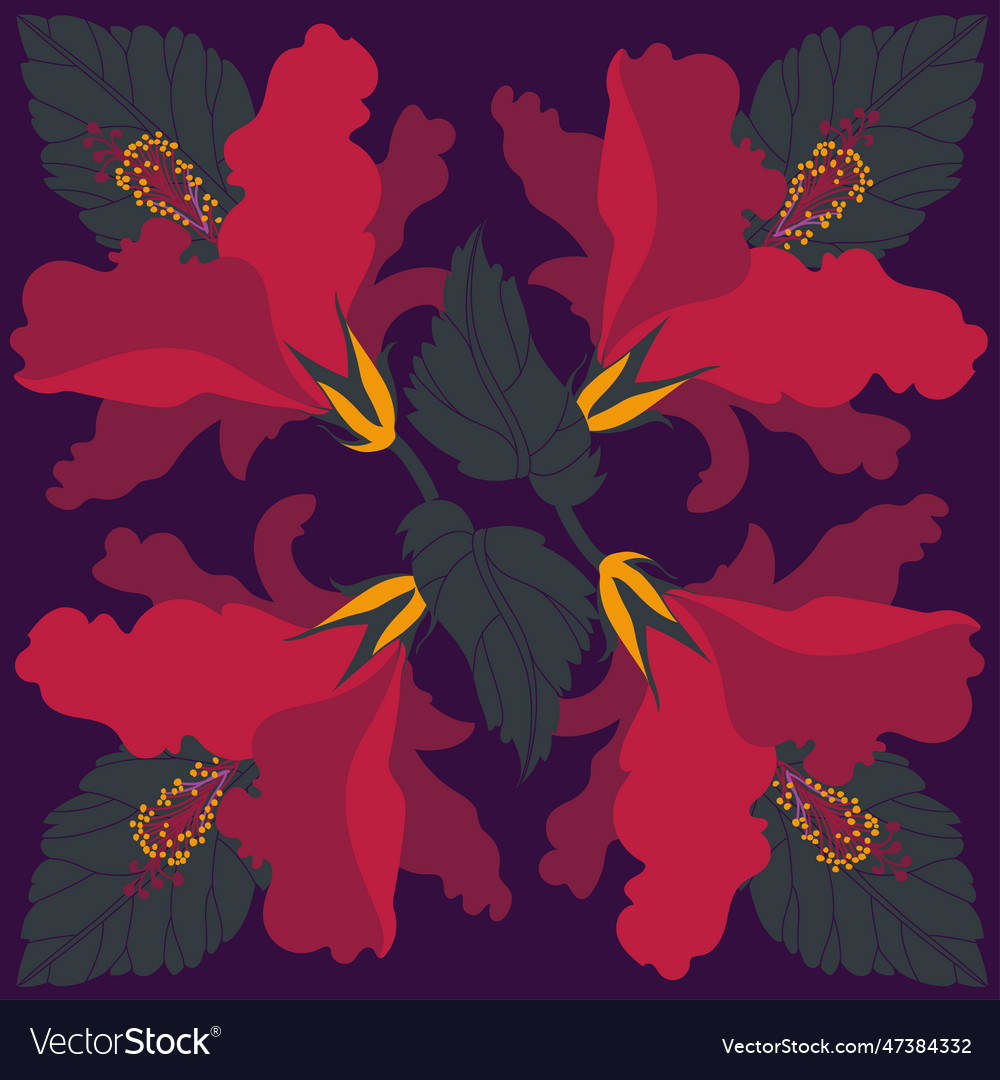 Hibiskus Flower Seamless Pattern Royalty Free Vector Image