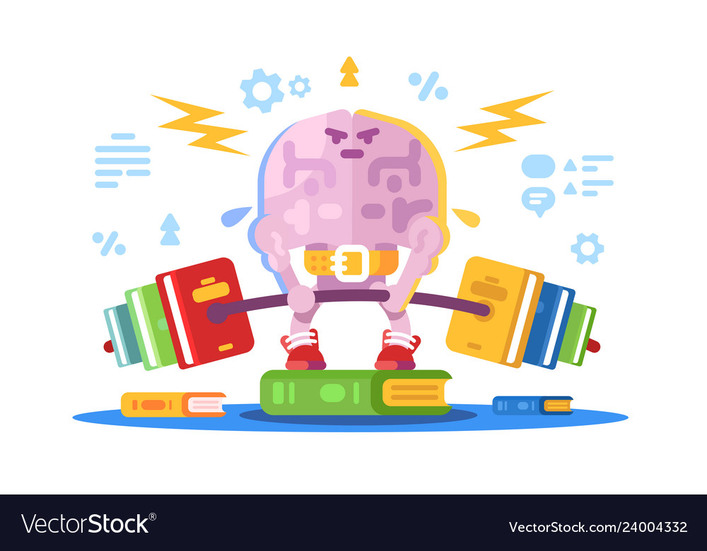 Strong Brain Lifting Weight Royalty Free Vector Image