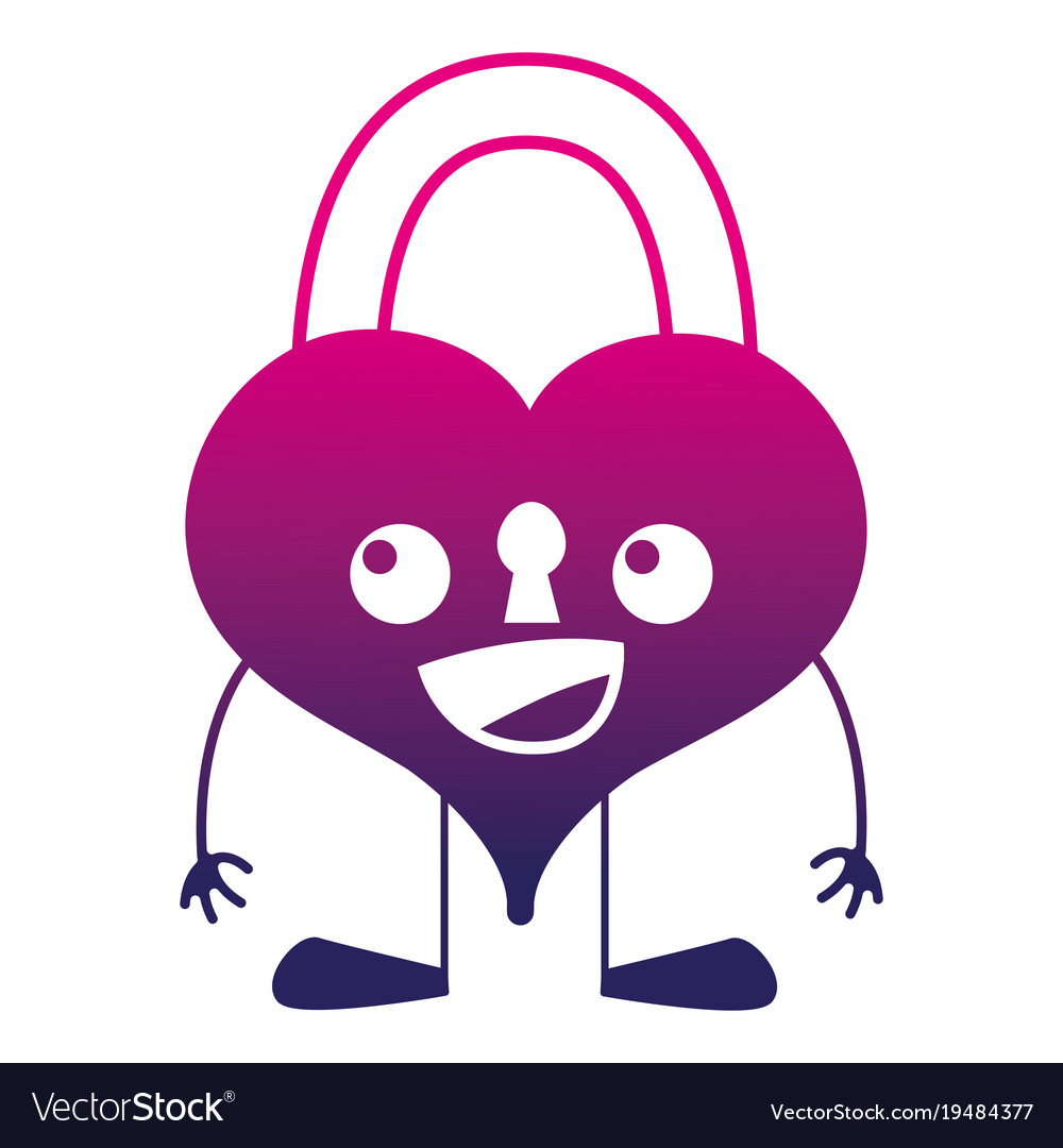 Silhouette Happy Heart Padlock Kawaii With Arms Vector Image