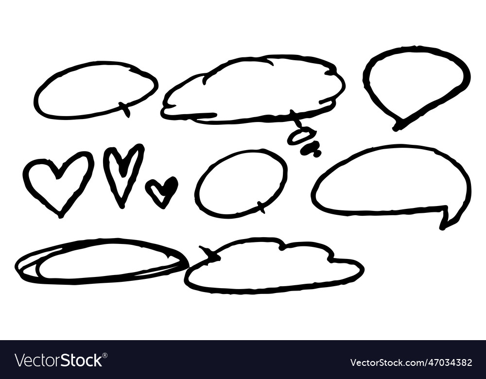 Hand Drawn Speech Bubbles Set On Transparent Vector Image