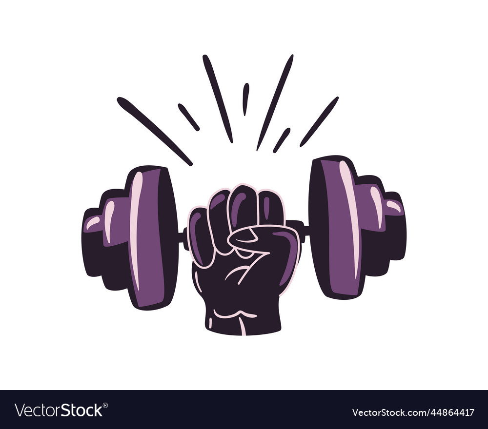 Flat Hand With Dumbbell Royalty Free Vector Image