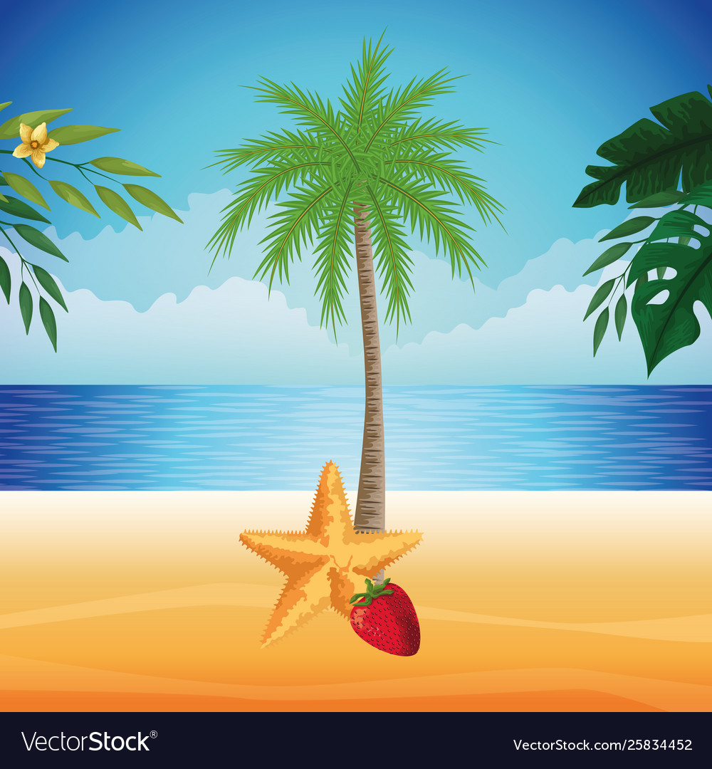 Summer Beach And Vacation Cartoon Royalty Free Vector Image