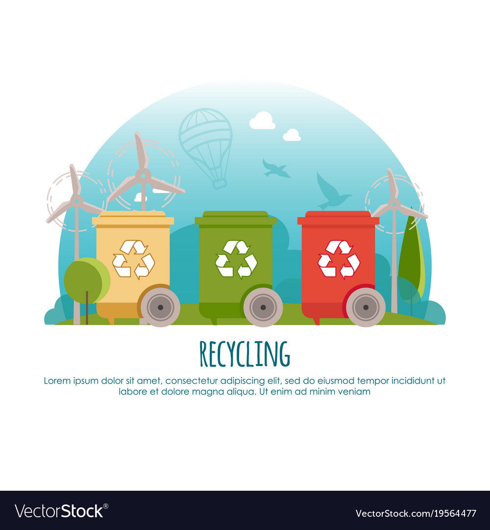 Recycle Bins Waste Management And Banner Vector Image