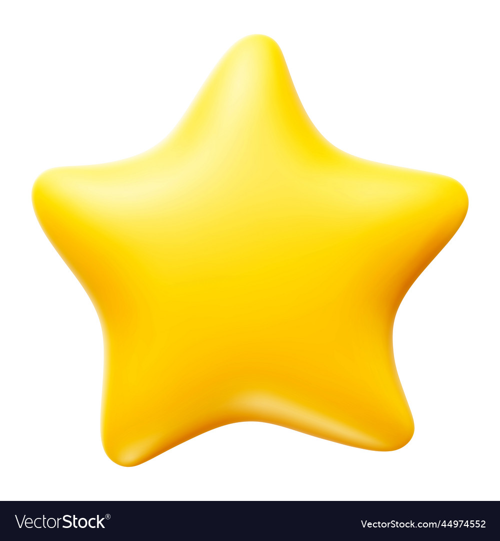 Cartoon Shiny Golden Star 3d Icon Royalty Free Vector Image