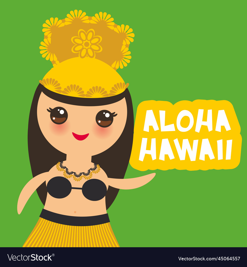 Aloha Hawaii Card Design Hawaiian Hula Dancer Vector Image